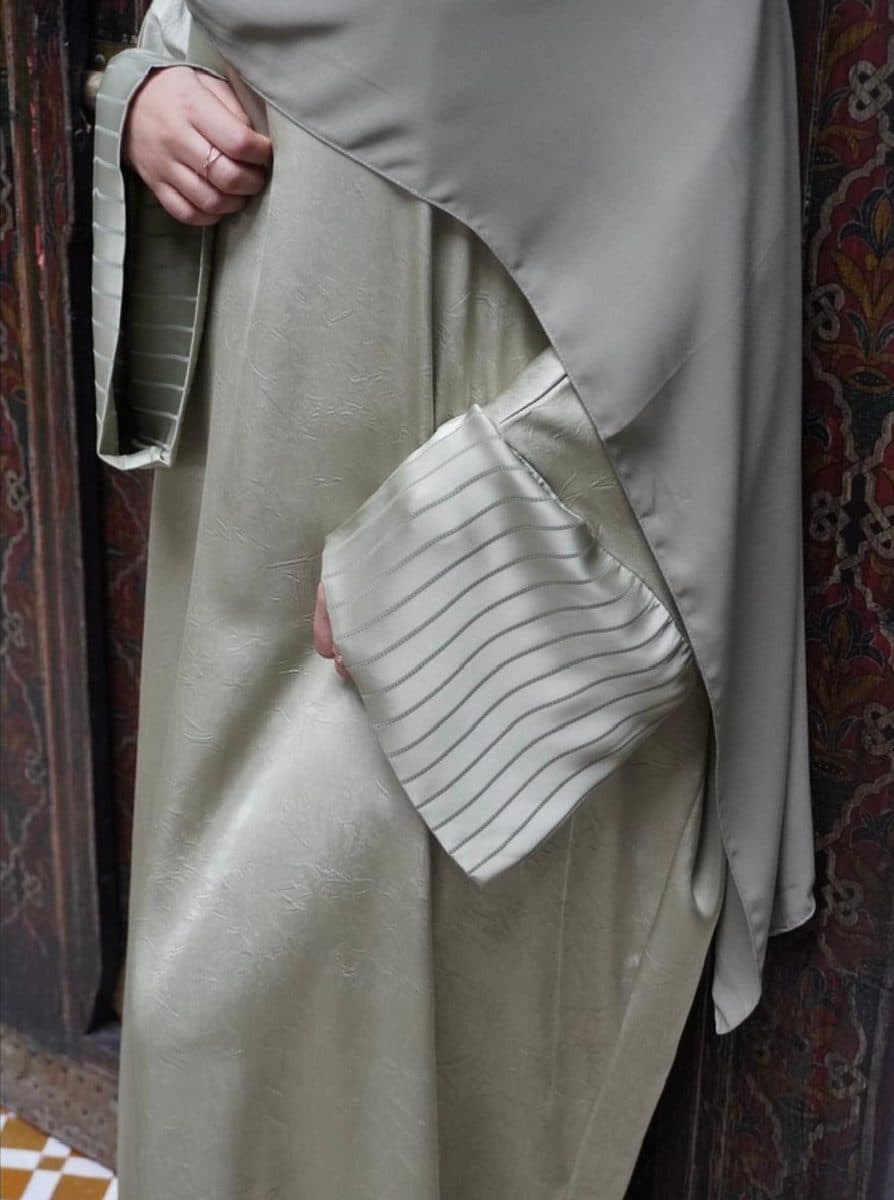 Abaya LATIFA luxe vert anis