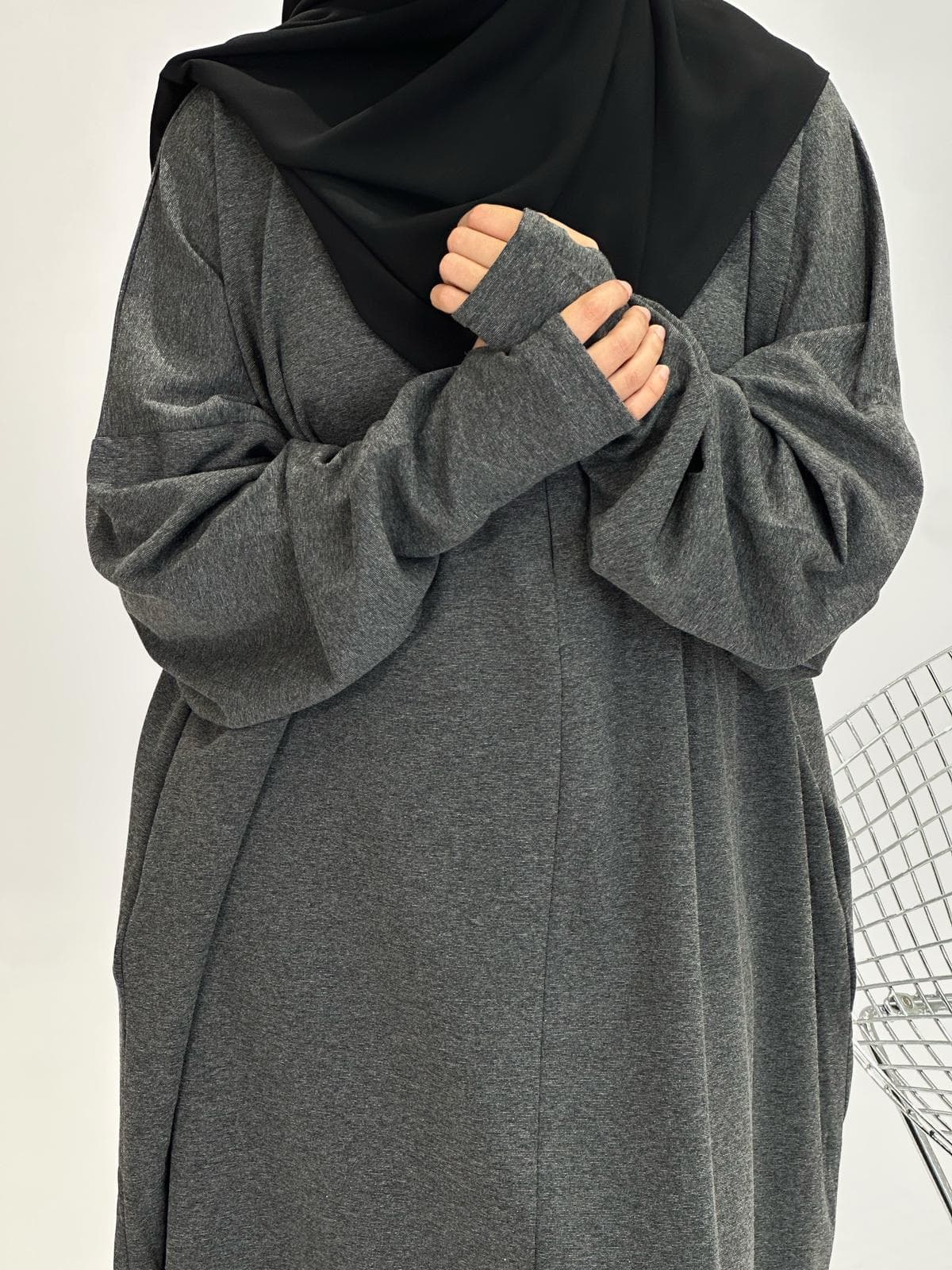 Abaya mitaine GRIS foncé