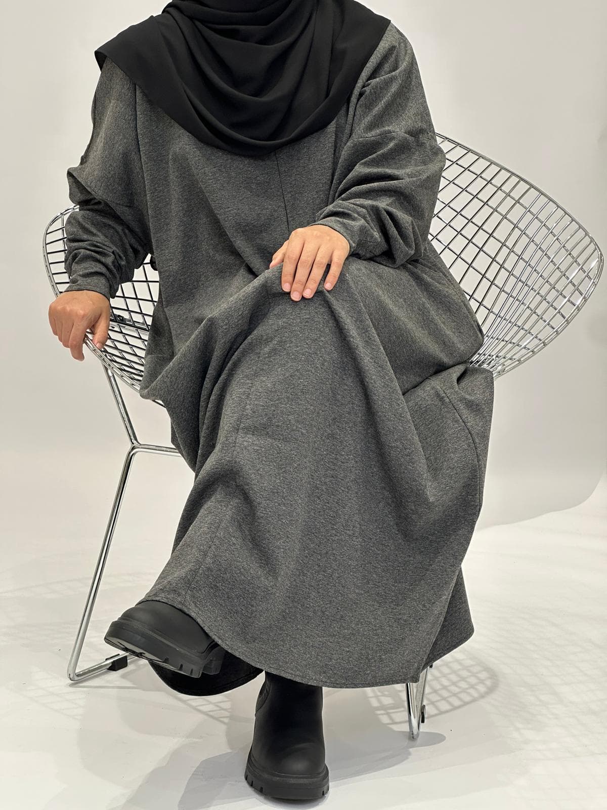Abaya mitaine GRIS foncé