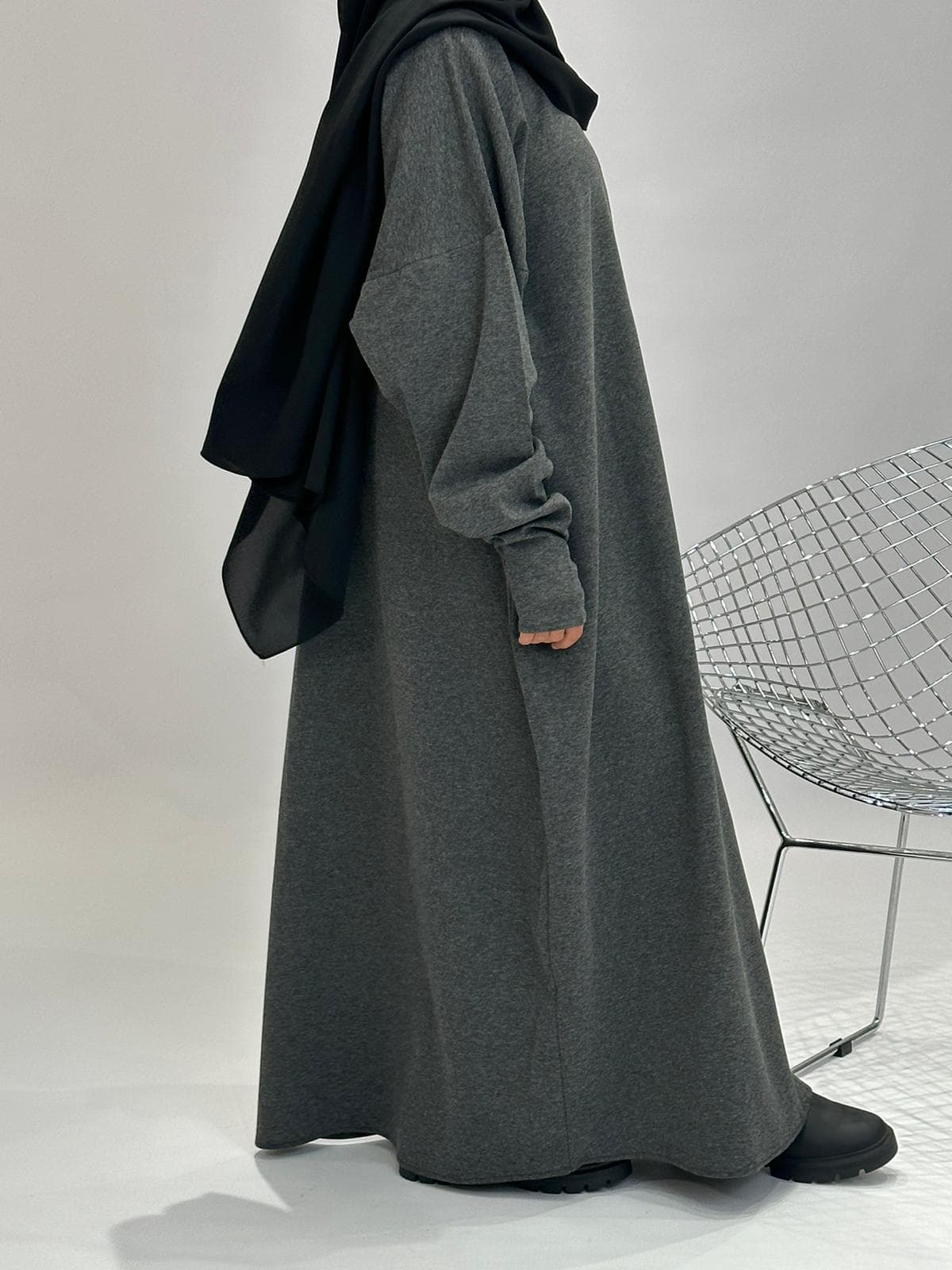 Abaya mitaine GRIS foncé