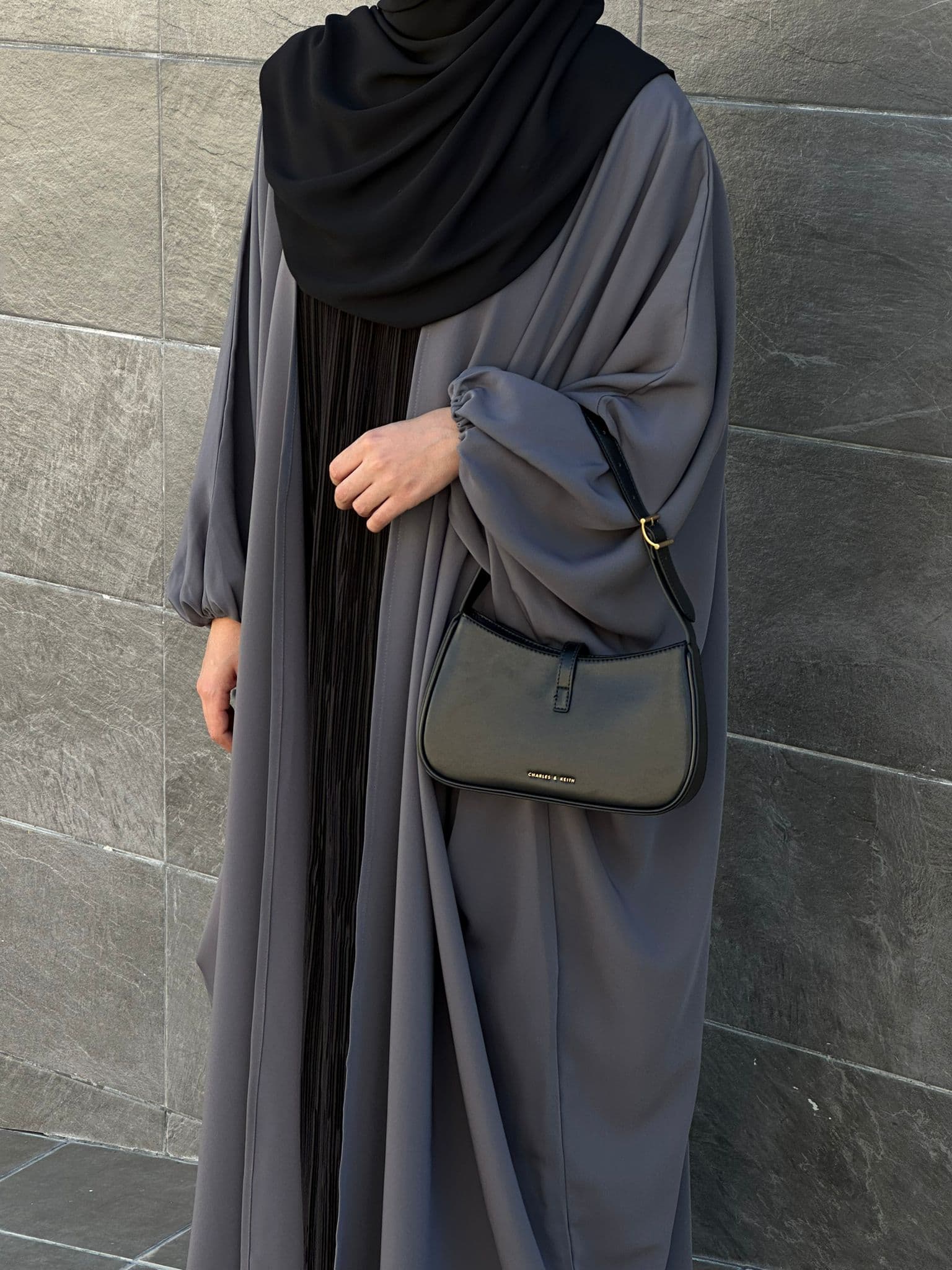 Abaya ouverte JAHAN GRIS