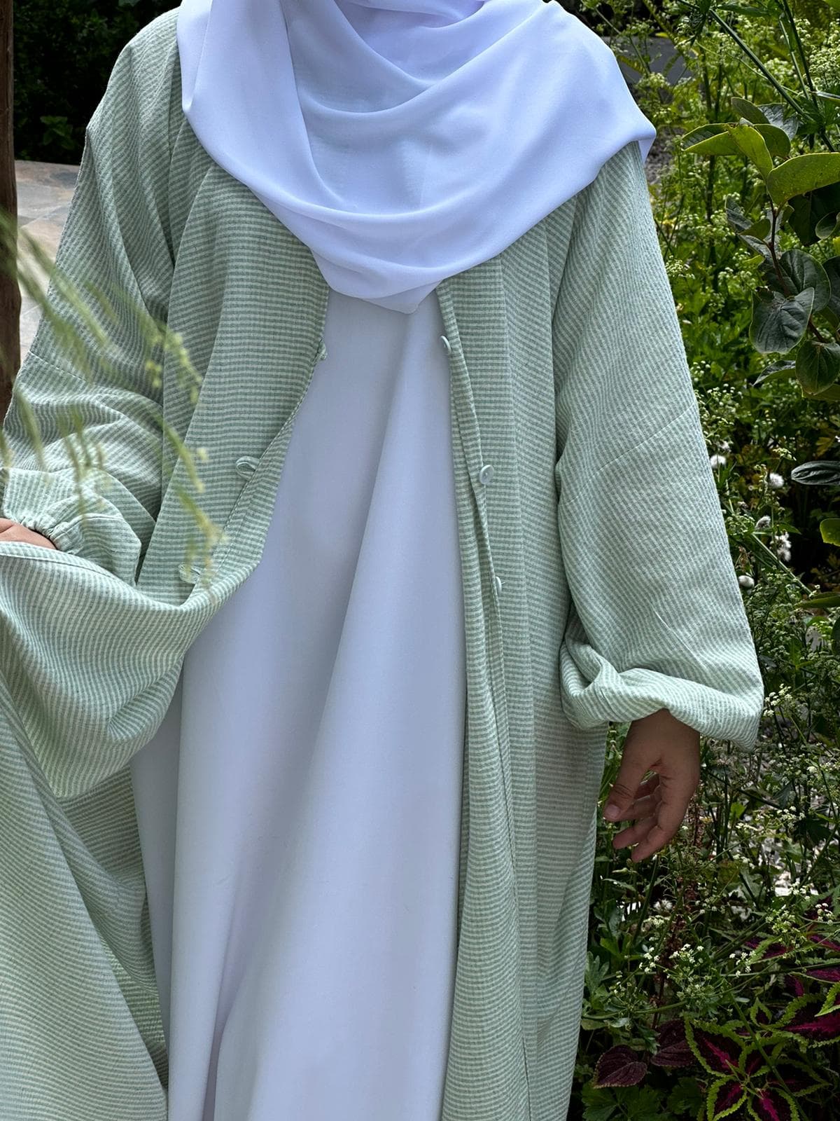 Abaya ouverte TARYA vert sauge