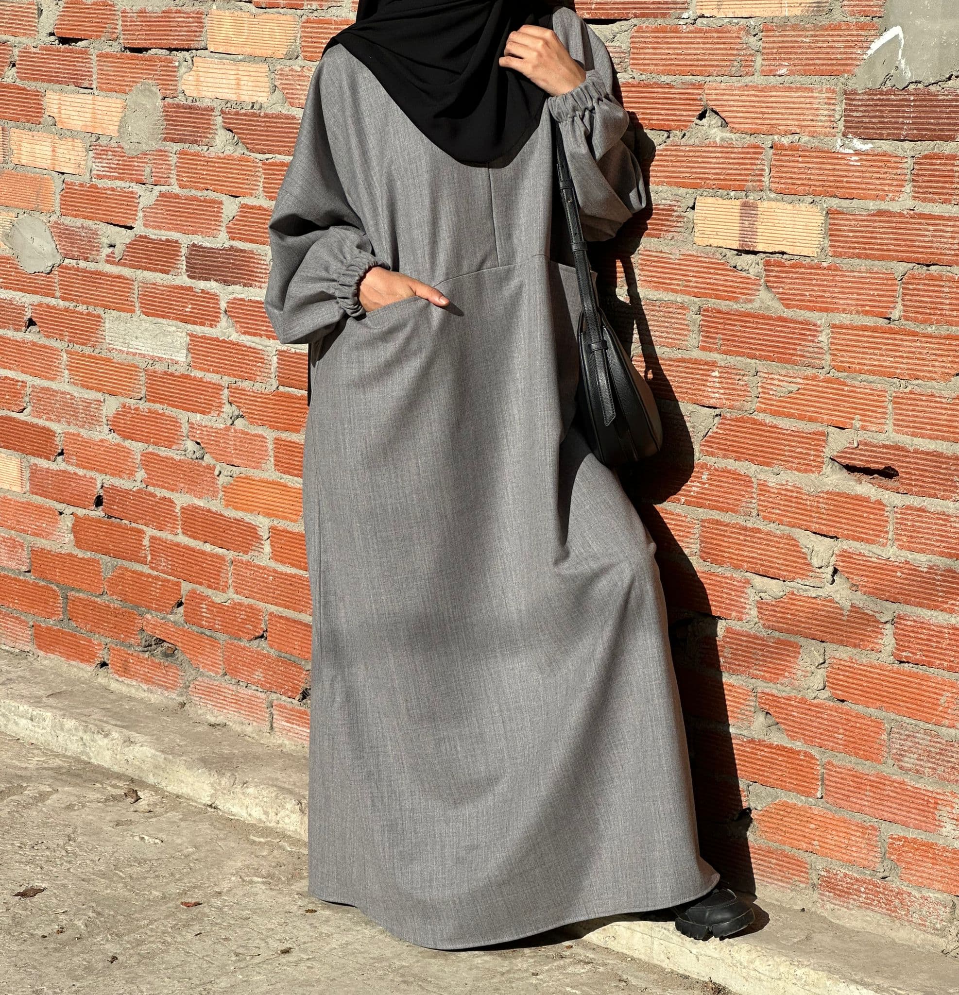 ABAYA SYRINA Gris clair unis