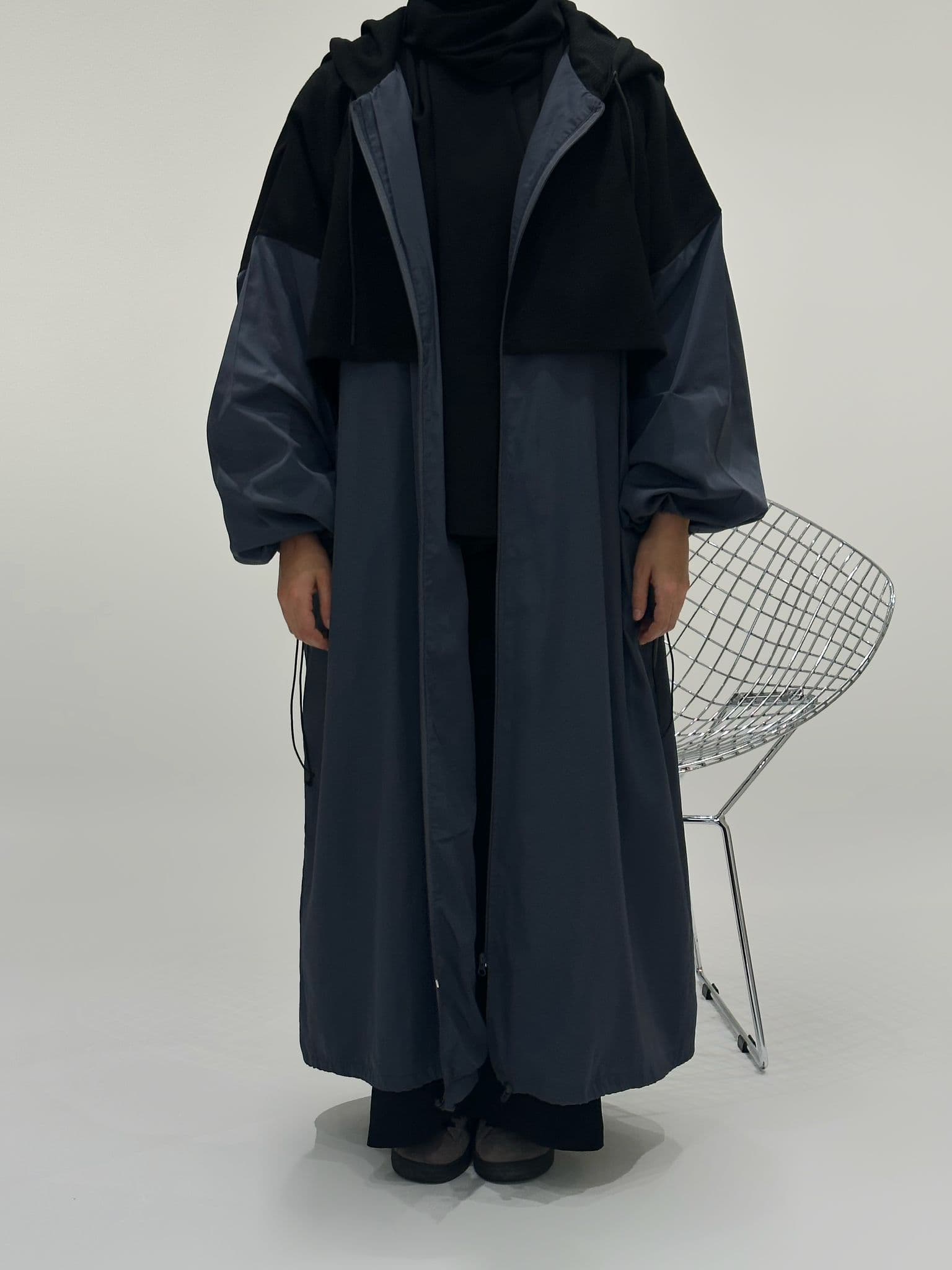 PARKA BI MATIERE gris bleuté