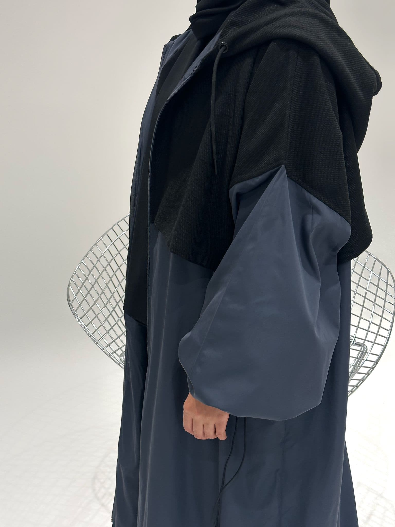 PARKA BI MATIERE gris bleuté