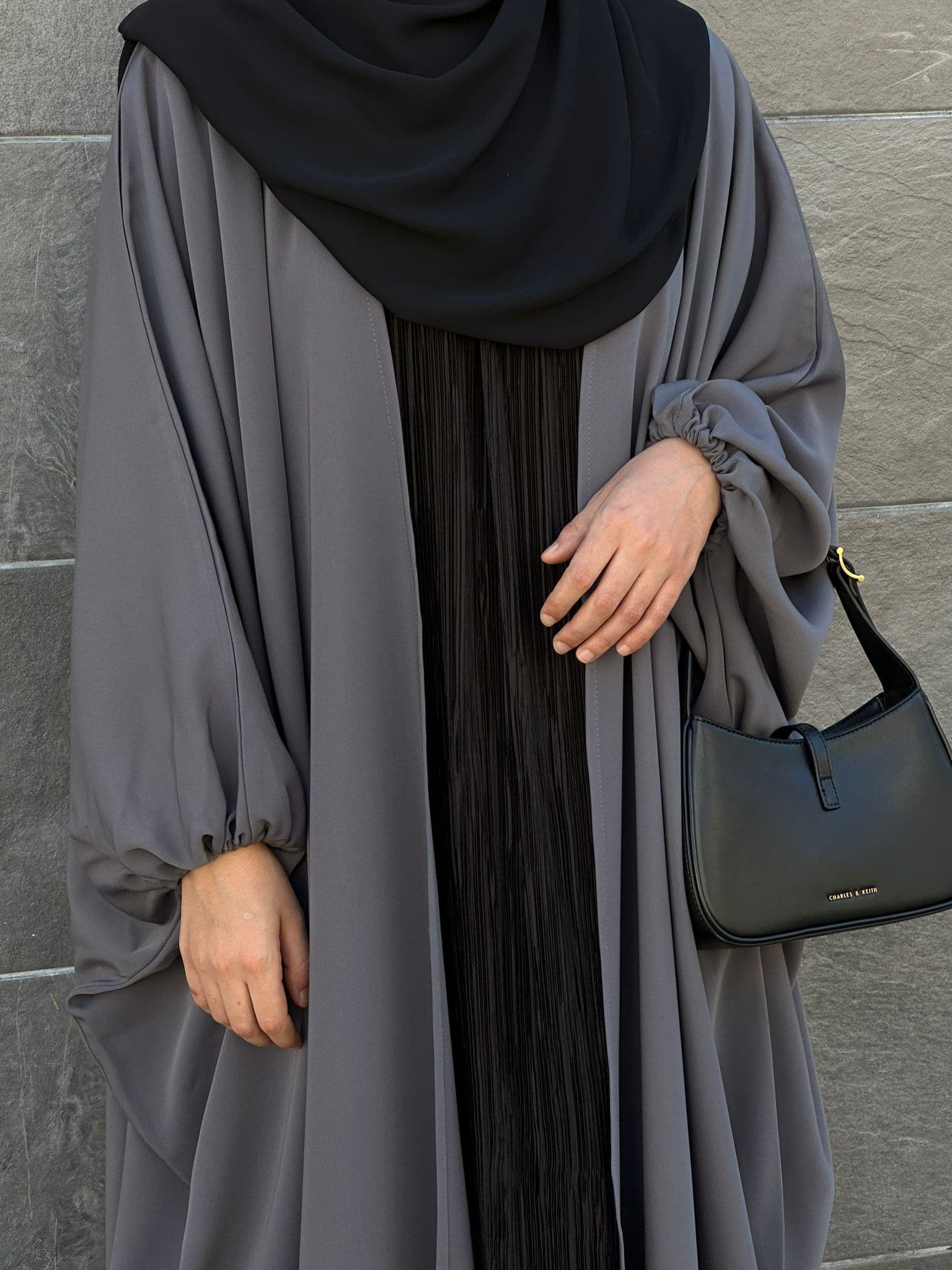 Abaya ouverte JAHAN GRIS