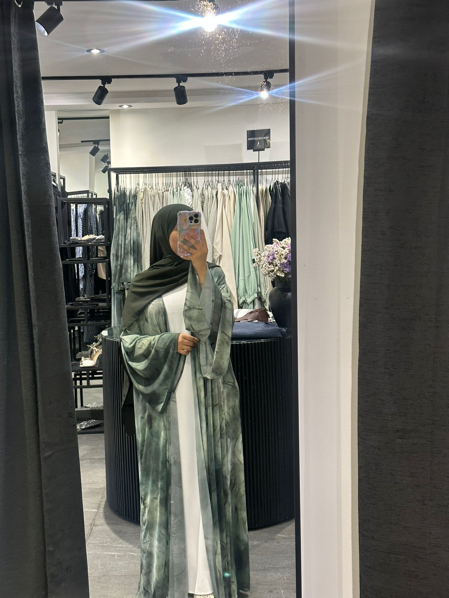 Abaya ouverte JESSY vert dégradé